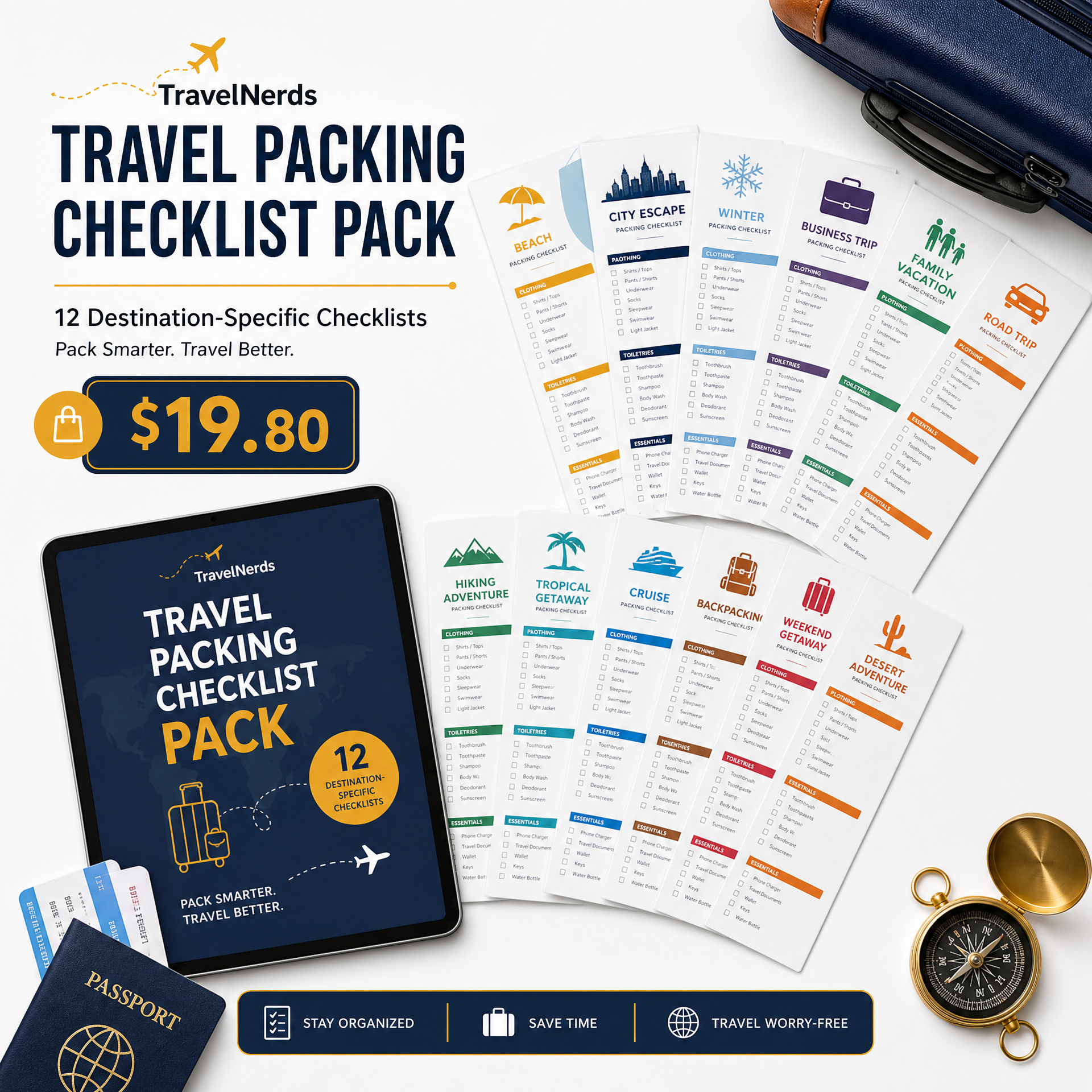 Travel Packing Checklist Pack (Digital Download)